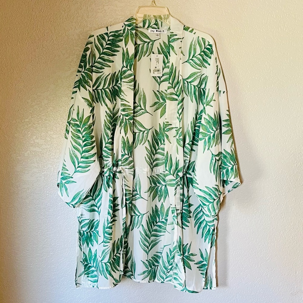 NWT Say What? Tropical Duster Kimono Size XL